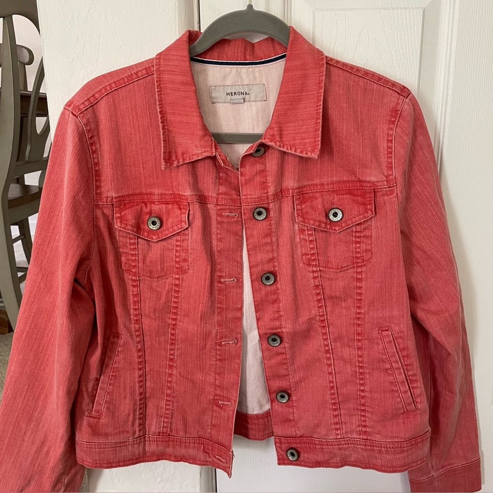 Merona Coral/Melon Jean Jacket Size L
